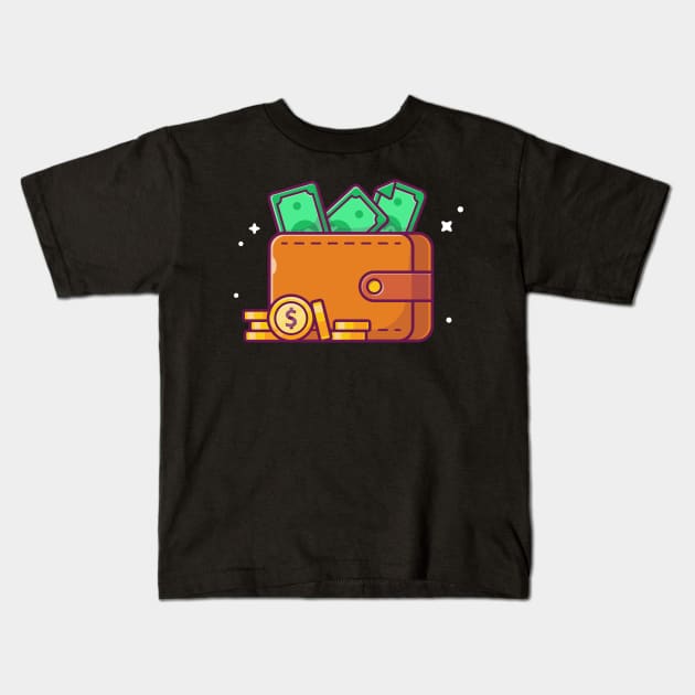 Wallet with money cartoon Kids T-Shirt by Catalyst Labs